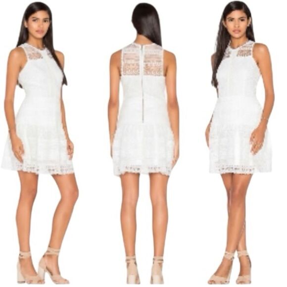 NWOT Parker Nerissa SZ XS Little White Dress Eyelet Lace Drop Waist Tiered Skirt - Picture 1 of 16